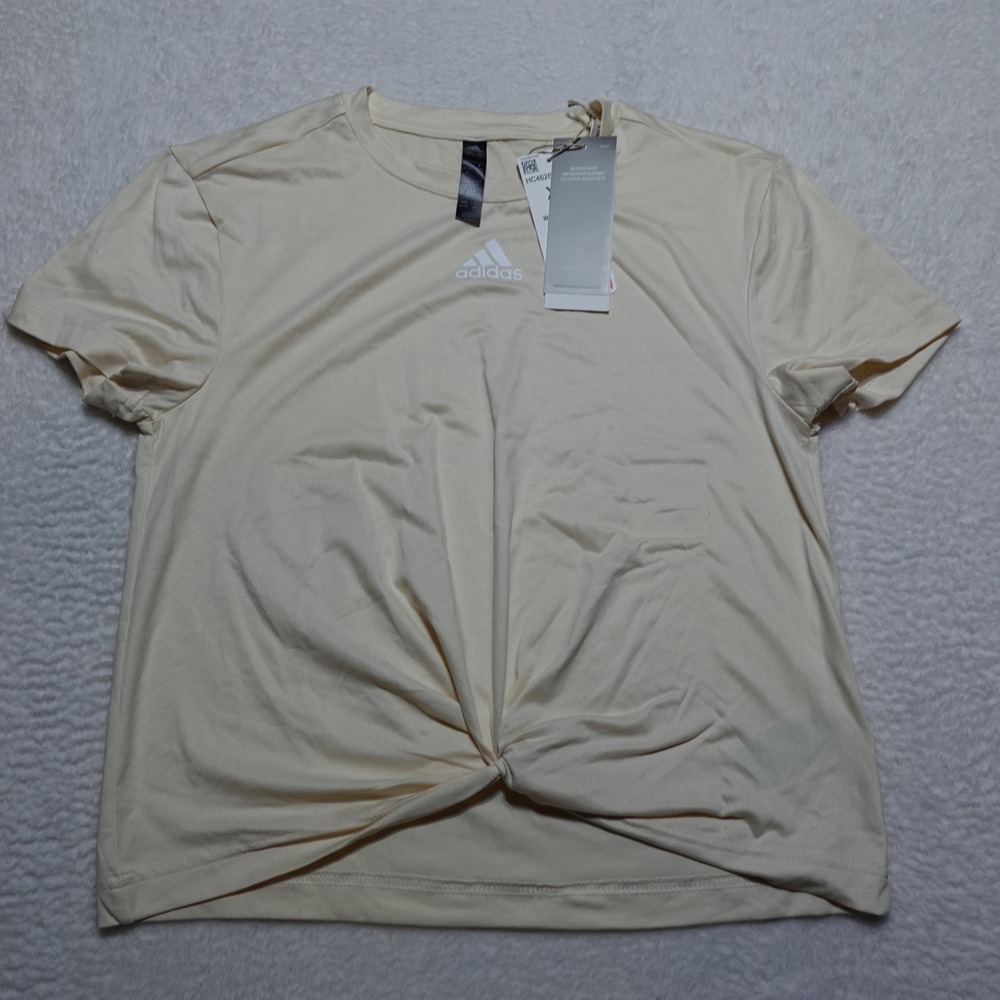Adidas W KI Knot Tee Women XS Wonder White Training Short Sleeve HC4626